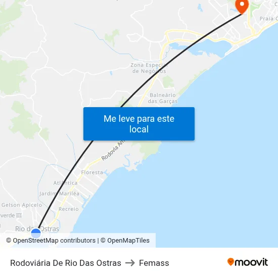 Rodoviária De Rio Das Ostras to Femass map