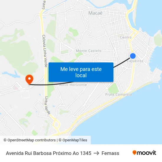 Avenida Rui Barbosa Próximo Ao 1345 to Femass map