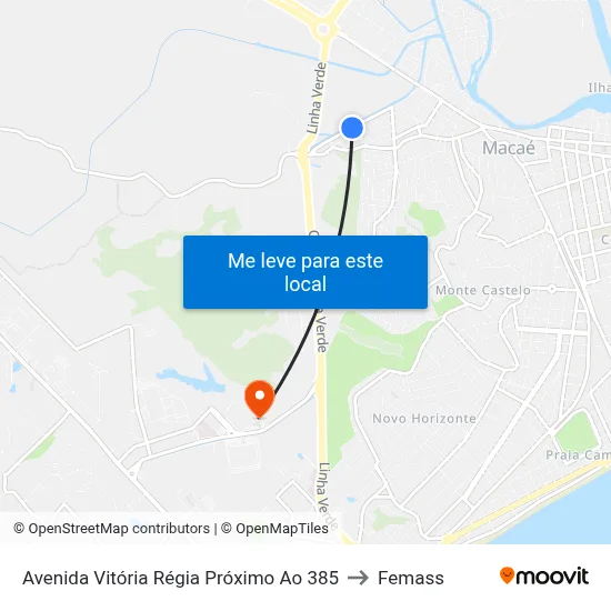 Avenida Vitória Régia Próximo Ao 385 to Femass map