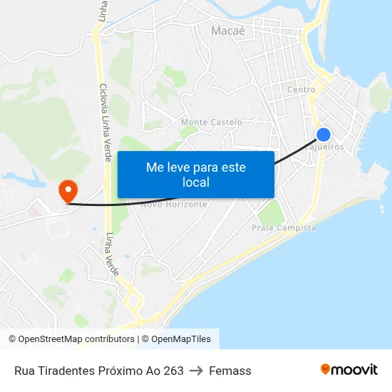Rua Tiradentes Próximo Ao 263 to Femass map