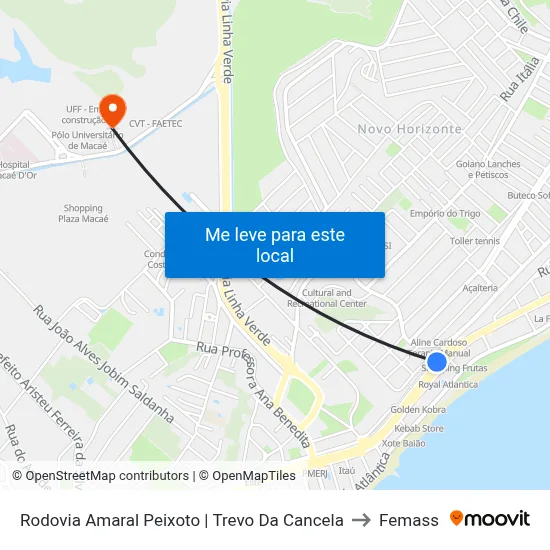 Rodovia Amaral Peixoto | Trevo Da Cancela to Femass map