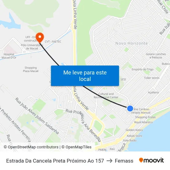 Estrada Da Cancela Preta Próximo Ao 157 to Femass map