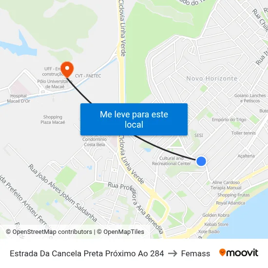 Estrada Da Cancela Preta Próximo Ao 284 to Femass map