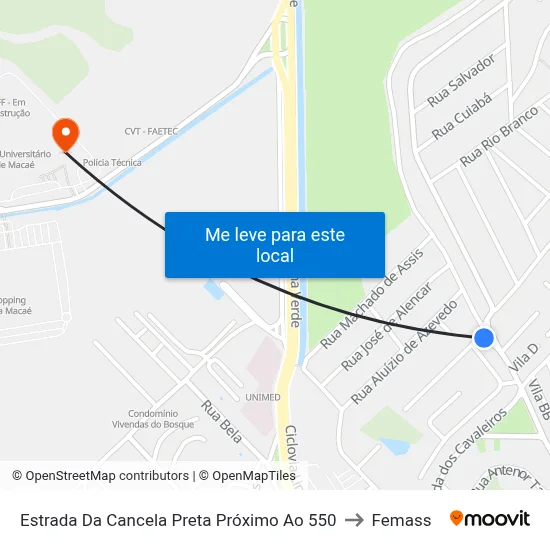 Estrada Da Cancela Preta Próximo Ao 550 to Femass map