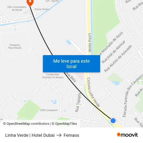 Linha Verde | Hotel Dubai to Femass map