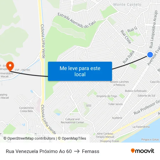 Rua Venezuela Próximo Ao 60 to Femass map