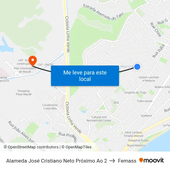 Alameda José Cristiano Neto Próximo Ao 2 to Femass map