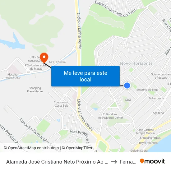 Alameda José Cristiano Neto Próximo Ao 416 to Femass map