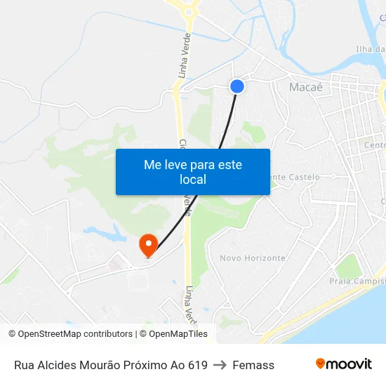 Rua Alcides Mourão Próximo Ao 619 to Femass map