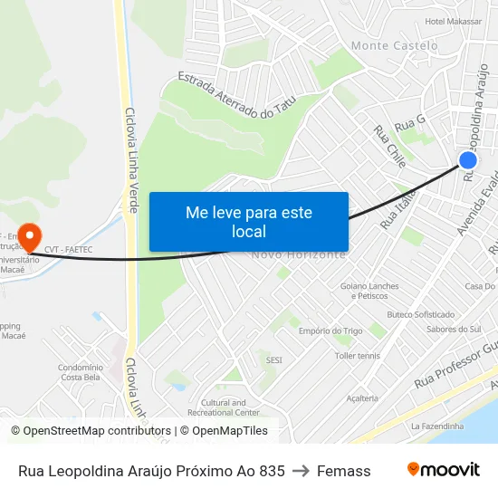 Rua Leopoldina Araújo Próximo Ao 835 to Femass map