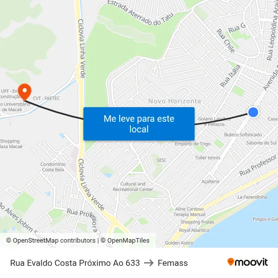 Rua Evaldo Costa Próximo Ao 633 to Femass map