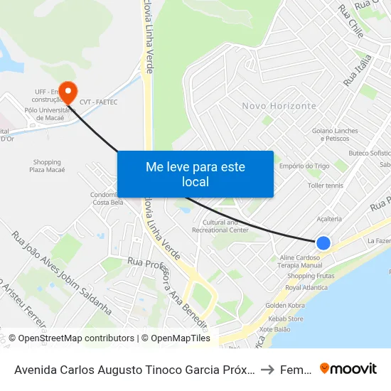 Avenida Carlos Augusto Tinoco Garcia Próximo Ao 1545 to Femass map