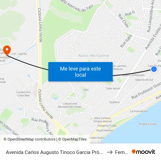 Avenida Carlos Augusto Tinoco Garcia Próximo Ao 821 to Femass map