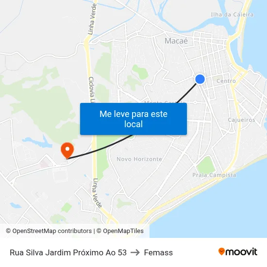 Rua Silva Jardim Próximo Ao 53 to Femass map