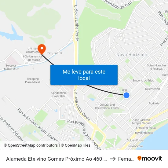 Alameda Etelvino Gomes Próximo Ao 460 | Sesi to Femass map