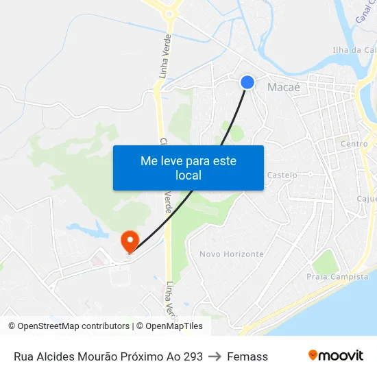 Rua Alcides Mourão Próximo Ao 293 to Femass map