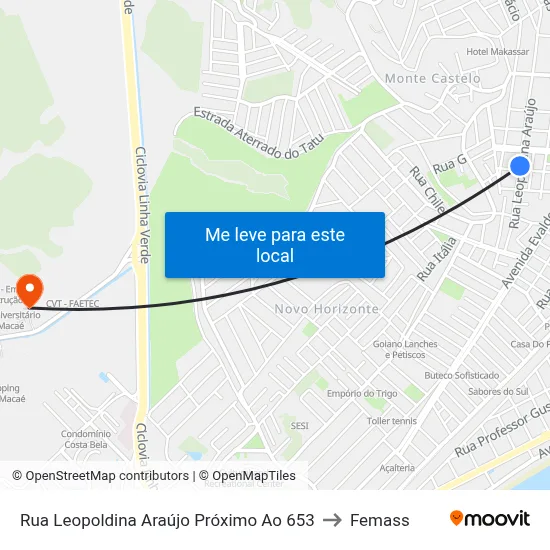 Rua Leopoldina Araújo Próximo Ao 653 to Femass map