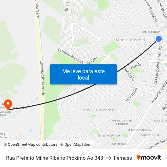 Rua Prefeito Milne Ribeiro Próximo Ao 343 to Femass map