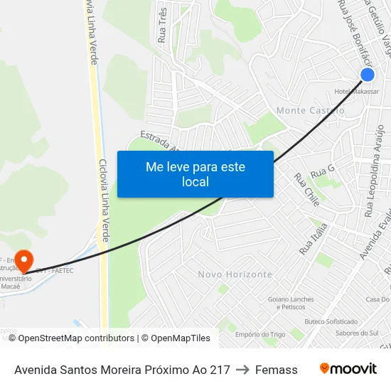 Avenida Santos Moreira Próximo Ao 217 to Femass map