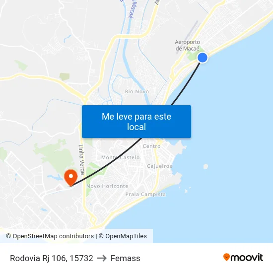 Rodovia Rj 106, 15732 to Femass map
