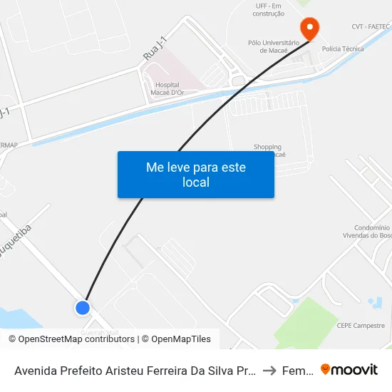 Avenida Prefeito Aristeu Ferreira Da Silva Próximo Ao 4834 to Femass map