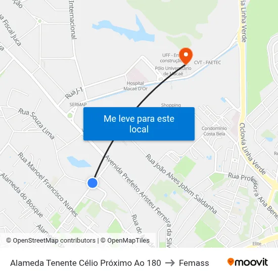 Alameda Tenente Célio Próximo Ao 180 to Femass map