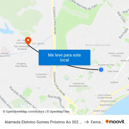 Alameda Etelvino Gomes Próximo Ao 302 | Sesi to Femass map