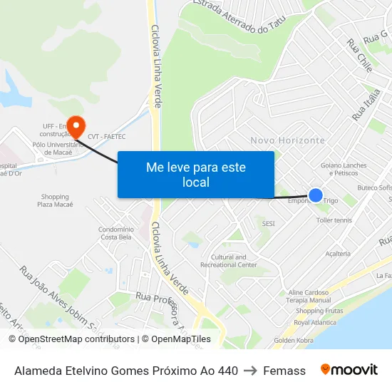 Alameda Etelvino Gomes Próximo Ao 440 to Femass map
