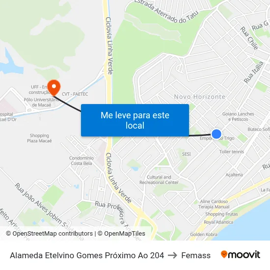 Alameda Etelvino Gomes Próximo Ao 204 to Femass map
