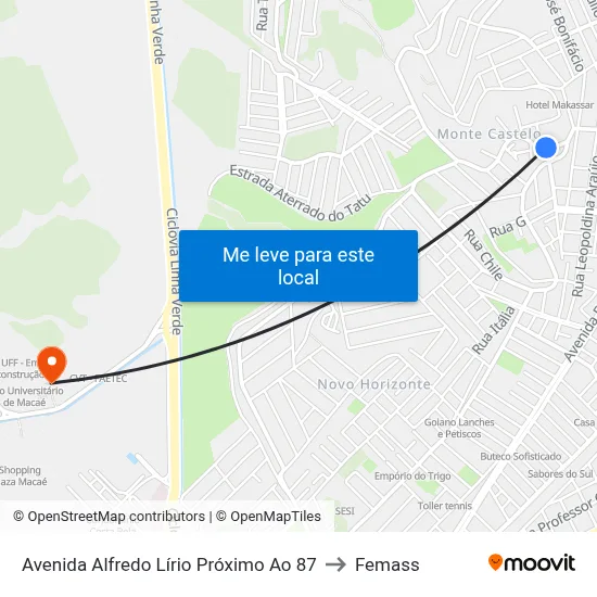 Avenida Alfredo Lírio Próximo Ao 87 to Femass map