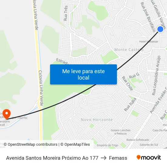 Avenida Santos Moreira Próximo Ao 177 to Femass map