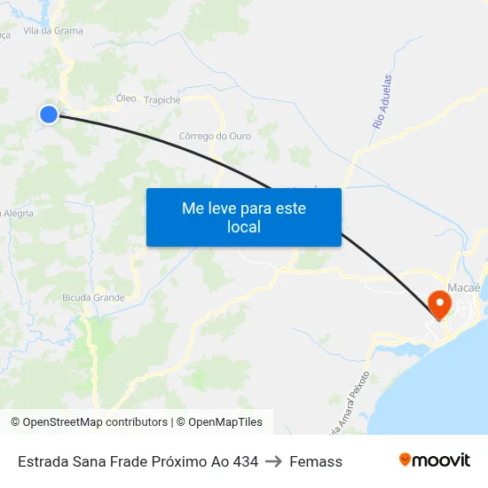 Estrada Sana Frade Próximo Ao 434 to Femass map