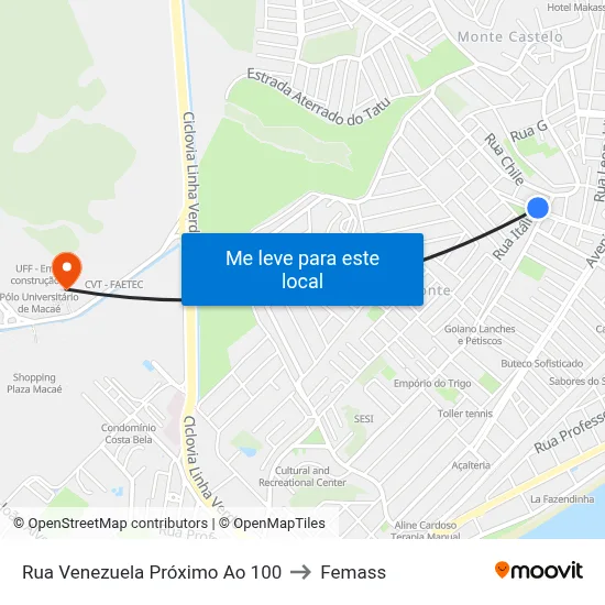 Rua Venezuela Próximo Ao 100 to Femass map