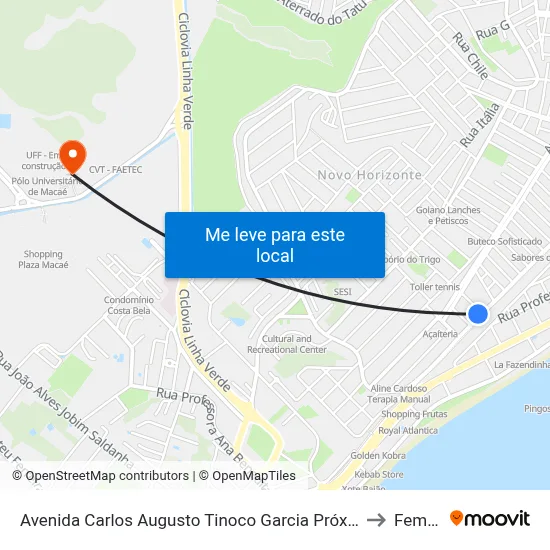 Avenida Carlos Augusto Tinoco Garcia Próximo Ao 1402 to Femass map