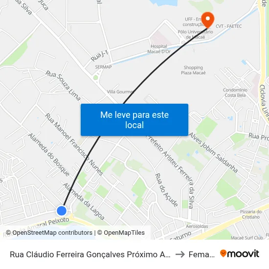 Rua Cláudio Ferreira Gonçalves Próximo Ao 65 to Femass map