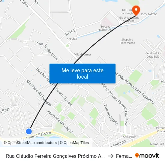 Rua Cláudio Ferreira Gonçalves Próximo Ao 337 to Femass map