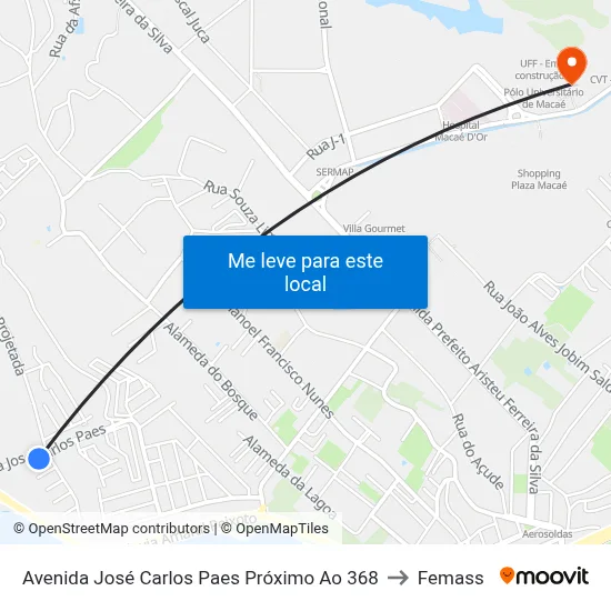 Avenida José Carlos Paes Próximo Ao 368 to Femass map