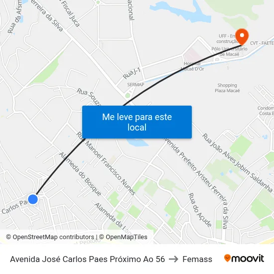 Avenida José Carlos Paes Próximo Ao 56 to Femass map
