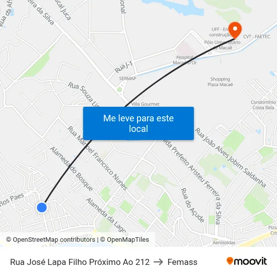 Rua José Lapa Filho Próximo Ao 212 to Femass map