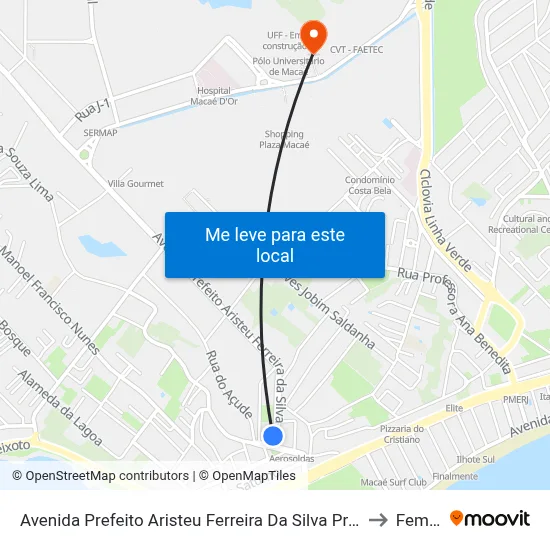 Avenida Prefeito Aristeu Ferreira Da Silva Próximo Ao 5868 to Femass map