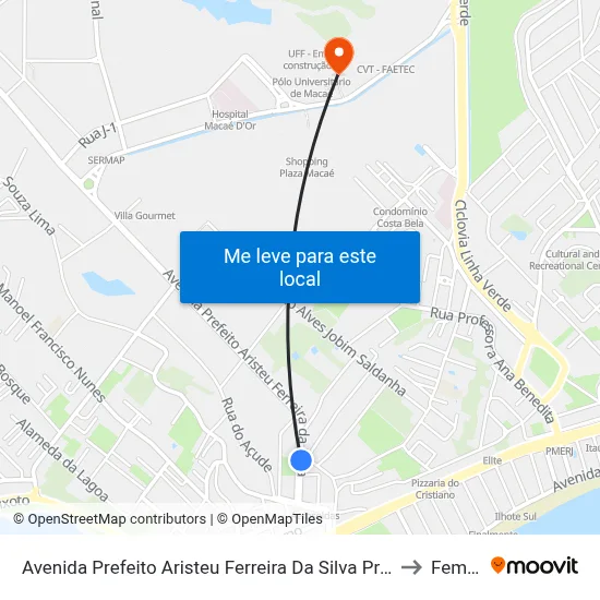 Avenida Prefeito Aristeu Ferreira Da Silva Próximo Ao 136 to Femass map