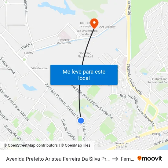Avenida Prefeito Aristeu Ferreira Da Silva Próximo Ao 364 to Femass map