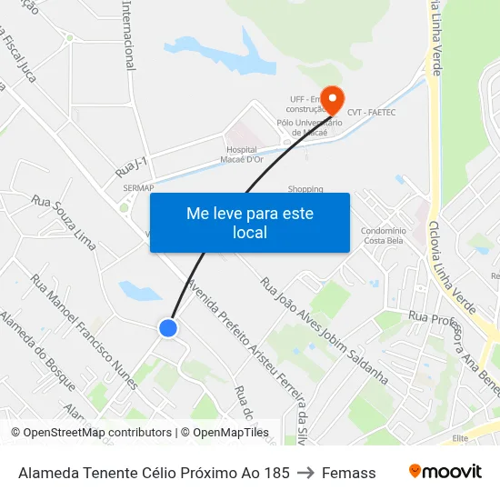 Alameda Tenente Célio Próximo Ao 185 to Femass map