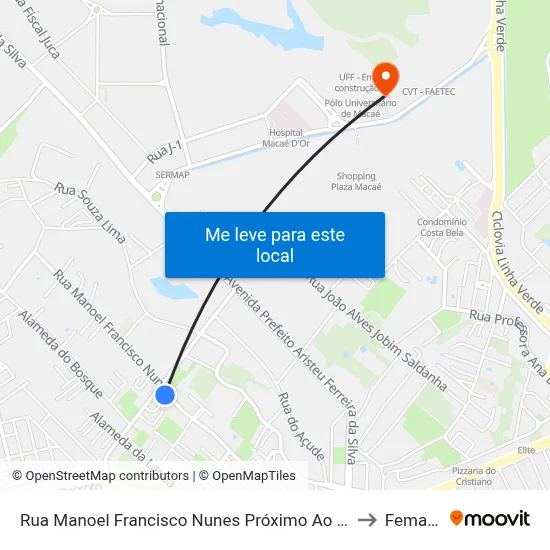 Rua Manoel Francisco Nunes Próximo Ao 745 to Femass map