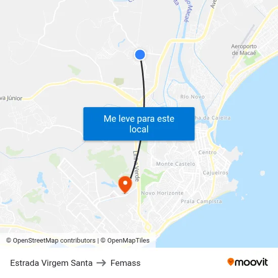 Estrada Virgem Santa to Femass map