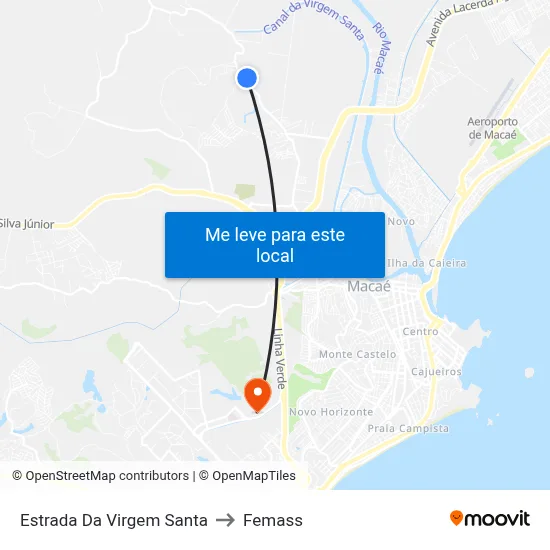 Estrada Da Virgem Santa to Femass map
