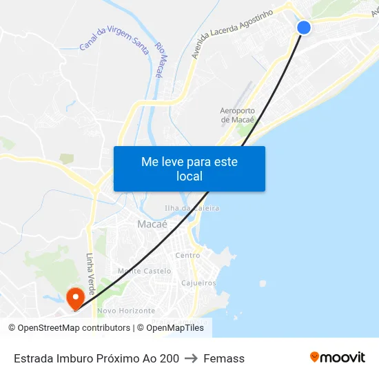 Estrada Imburo Próximo Ao 200 to Femass map