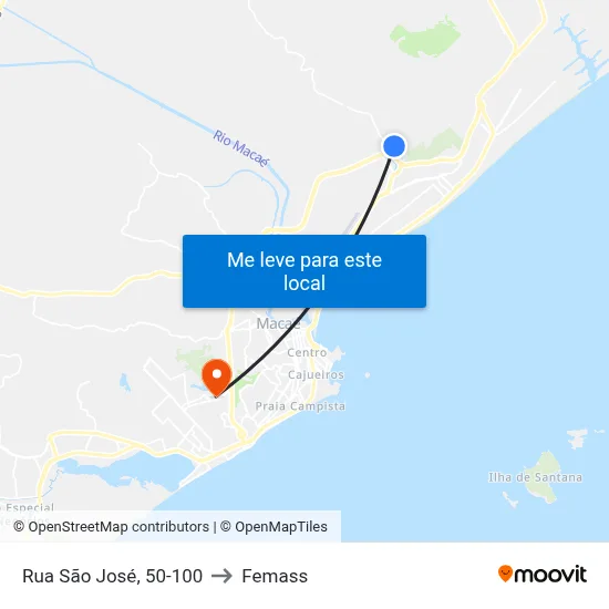 Rua São José, 50-100 to Femass map