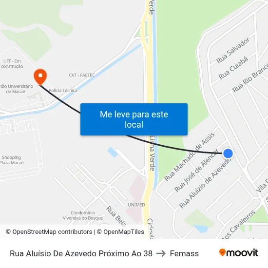 Rua Aluísio De Azevedo Próximo Ao 38 to Femass map