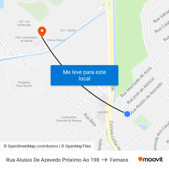 Rua Aluísio De Azevedo Próximo Ao 198 to Femass map